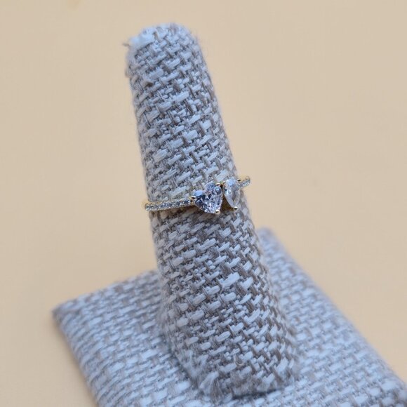 Size 6 Gold Plated Over Sterling Silver Bright Cubic Zirconia Gems Ring A4759 - Picture 3 of 9